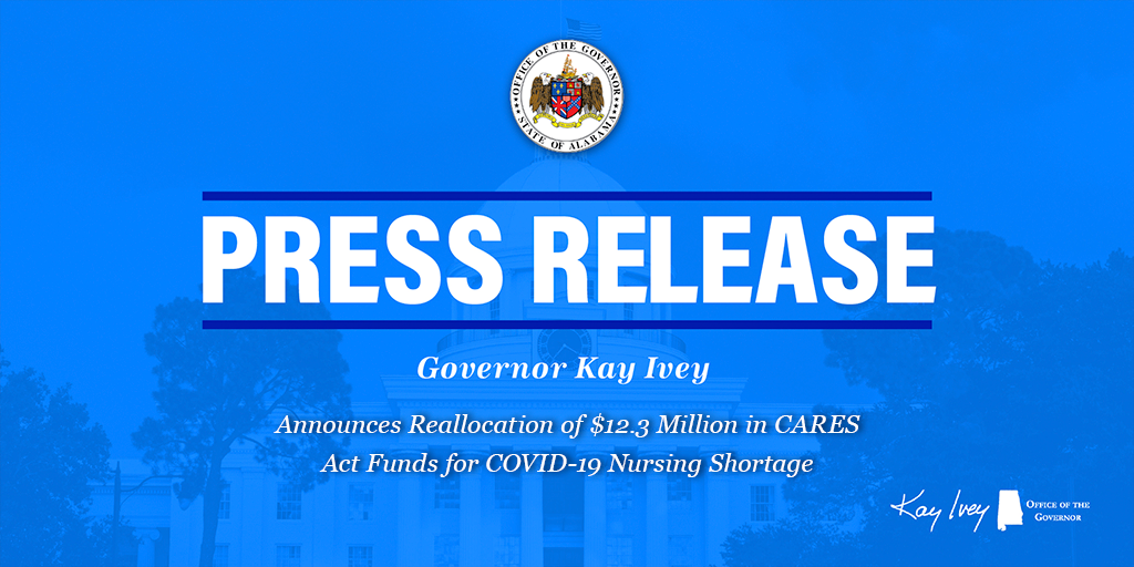 Governor Ivey Announces Reallocation of $12.3 Million in CARES Act Funds for COVID-19 Nursing Shortage